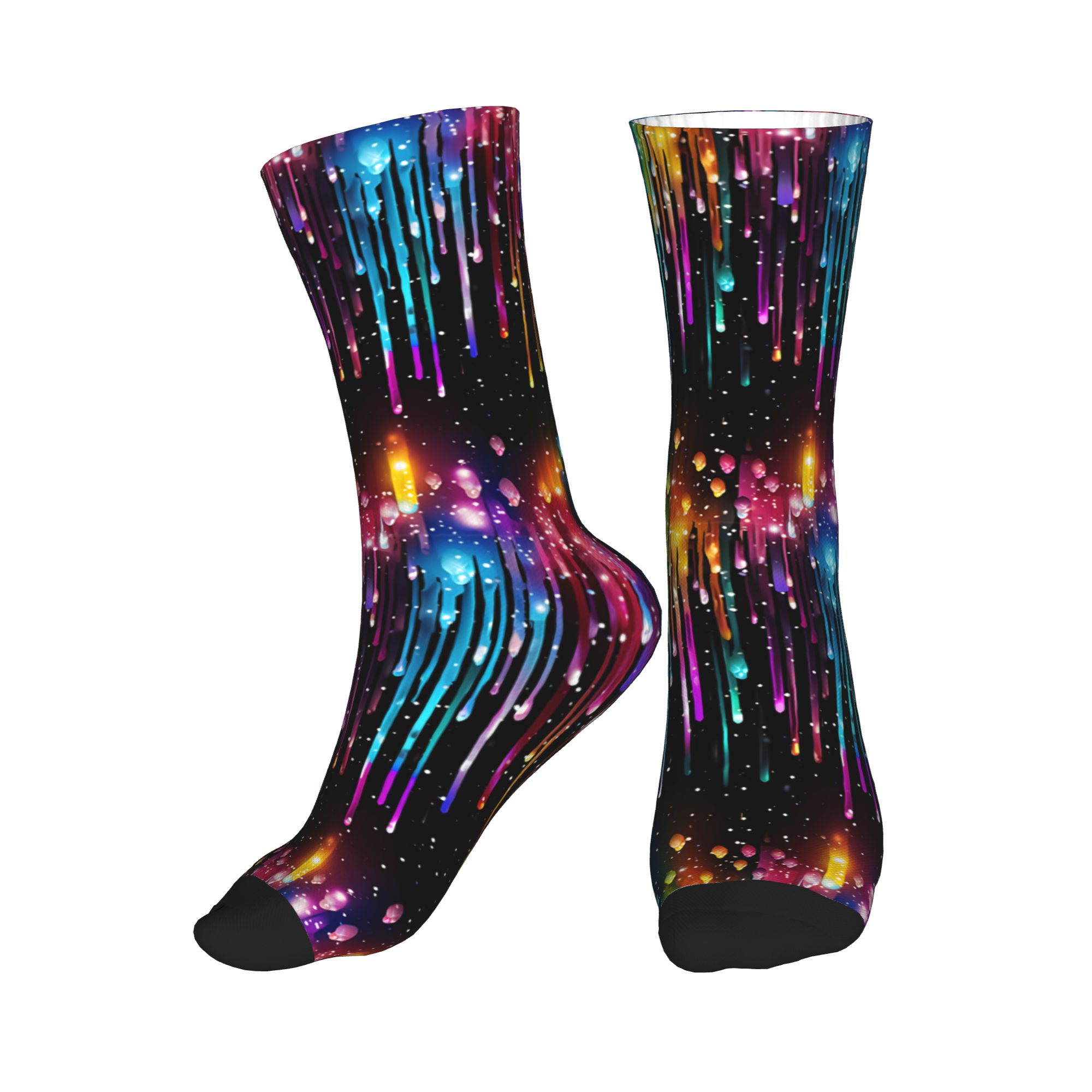 Dress Sock Men - Sevimli Erkek Damlayan Gökkuşağı Sıvı Desenli