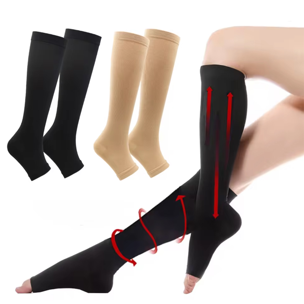 Compression Sleeve Calf - Varisli Damarları Şekillendirmek İçin Açık Burunlu,